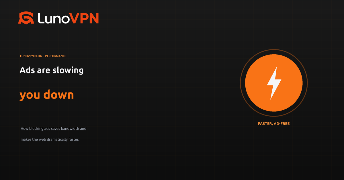 Ads are slowing you down — LunoVPN blog cover