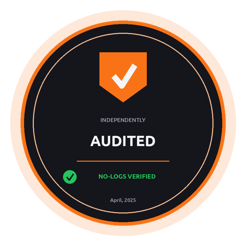 Independently Audited — No-logs verified seal