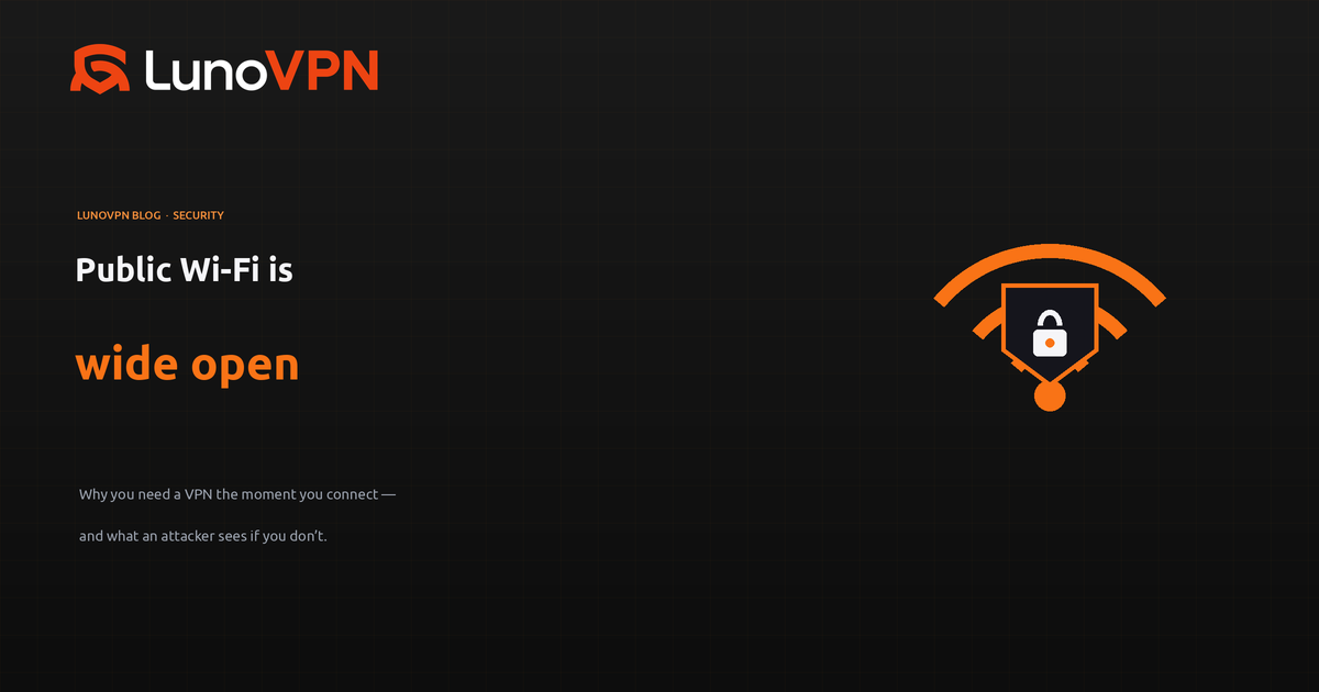 Public Wi-Fi is wide open — LunoVPN blog cover